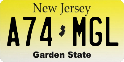 NJ license plate A74MGL