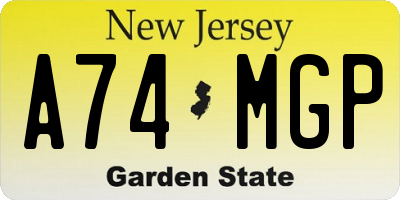 NJ license plate A74MGP