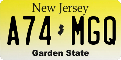 NJ license plate A74MGQ