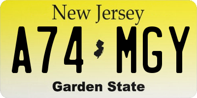 NJ license plate A74MGY
