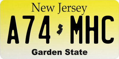 NJ license plate A74MHC