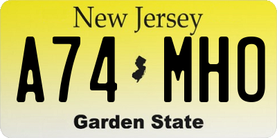 NJ license plate A74MHO