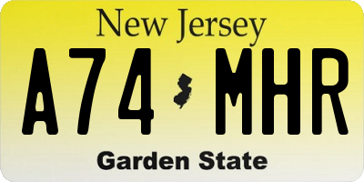NJ license plate A74MHR