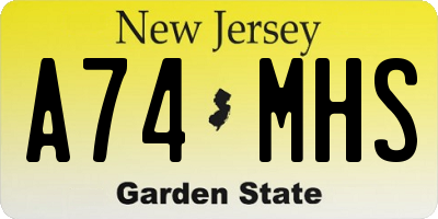 NJ license plate A74MHS