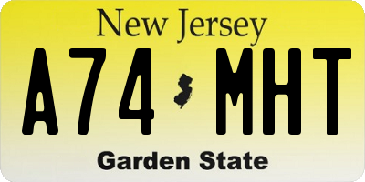 NJ license plate A74MHT