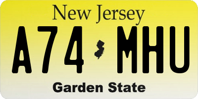 NJ license plate A74MHU