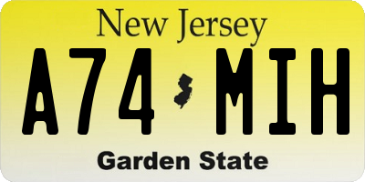 NJ license plate A74MIH