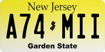 NJ license plate A74MII