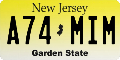 NJ license plate A74MIM