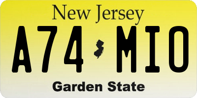 NJ license plate A74MIO