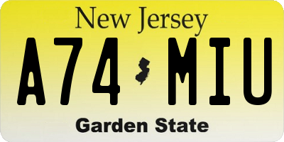 NJ license plate A74MIU