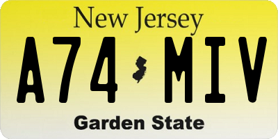 NJ license plate A74MIV