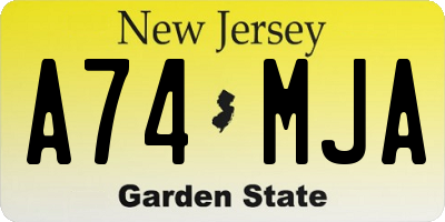 NJ license plate A74MJA