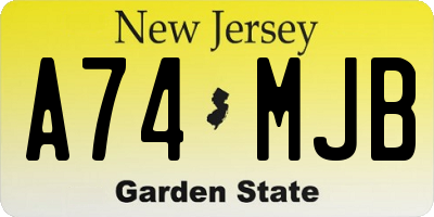 NJ license plate A74MJB