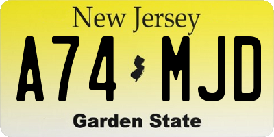 NJ license plate A74MJD
