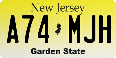 NJ license plate A74MJH