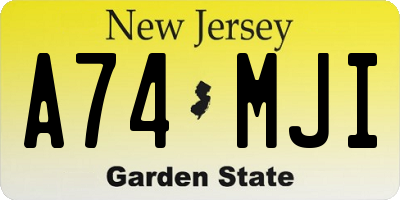 NJ license plate A74MJI