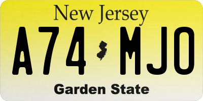 NJ license plate A74MJO