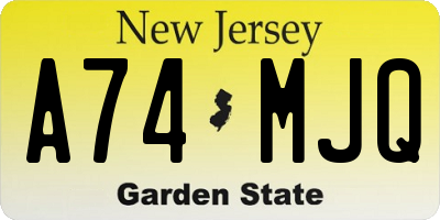 NJ license plate A74MJQ