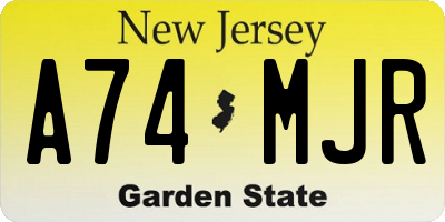 NJ license plate A74MJR