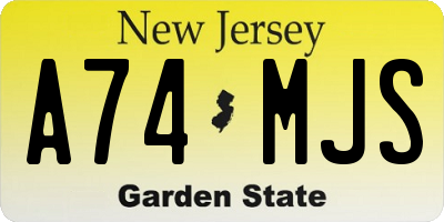 NJ license plate A74MJS