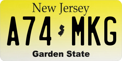 NJ license plate A74MKG