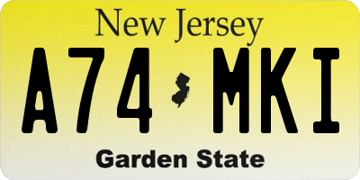 NJ license plate A74MKI