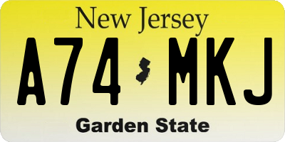 NJ license plate A74MKJ
