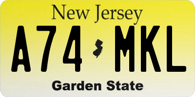 NJ license plate A74MKL