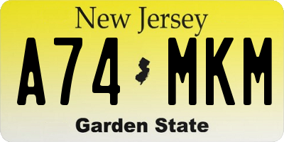 NJ license plate A74MKM