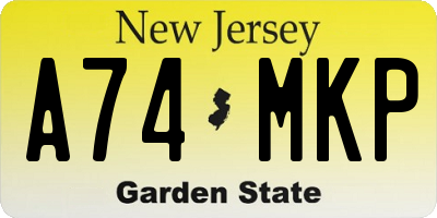 NJ license plate A74MKP
