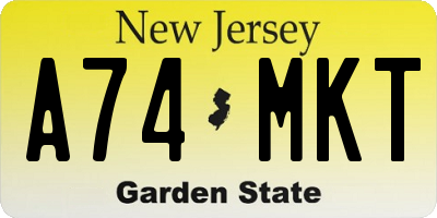 NJ license plate A74MKT