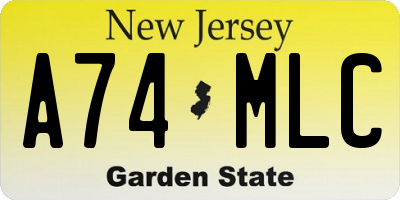 NJ license plate A74MLC