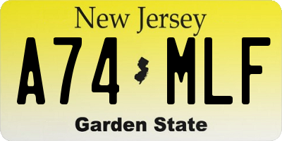 NJ license plate A74MLF