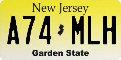 NJ license plate A74MLH
