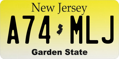NJ license plate A74MLJ