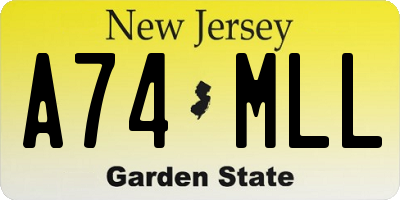 NJ license plate A74MLL