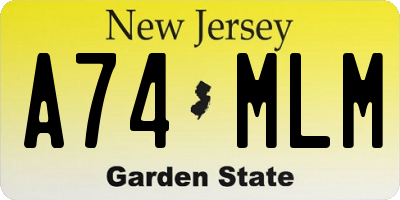 NJ license plate A74MLM