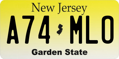 NJ license plate A74MLO