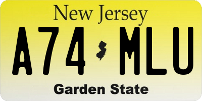 NJ license plate A74MLU