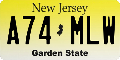 NJ license plate A74MLW