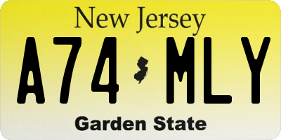 NJ license plate A74MLY