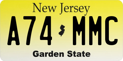 NJ license plate A74MMC