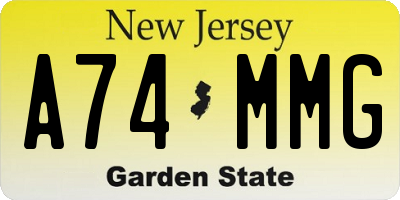 NJ license plate A74MMG