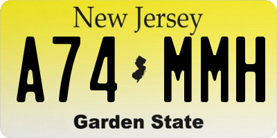 NJ license plate A74MMH