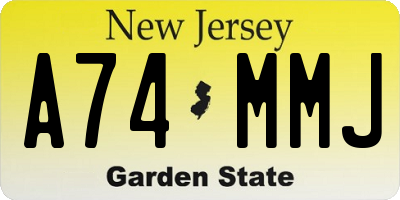 NJ license plate A74MMJ