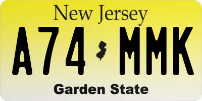 NJ license plate A74MMK