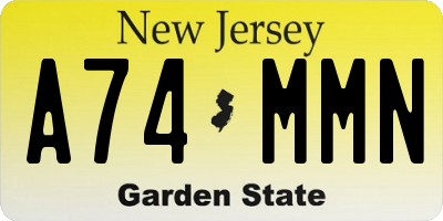 NJ license plate A74MMN