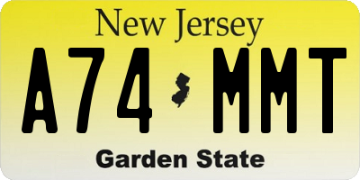 NJ license plate A74MMT
