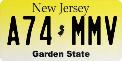 NJ license plate A74MMV